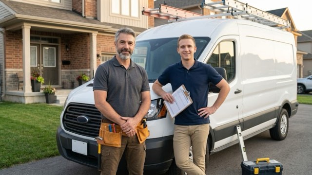Walk-In Bathroom Tubs Philadelphia PA installer and service van outside a customer's home