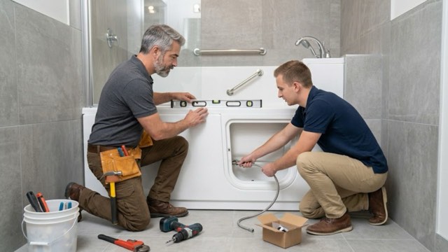 Walk-In Tub Installation in progress in a Philadelphia, PA bathroom